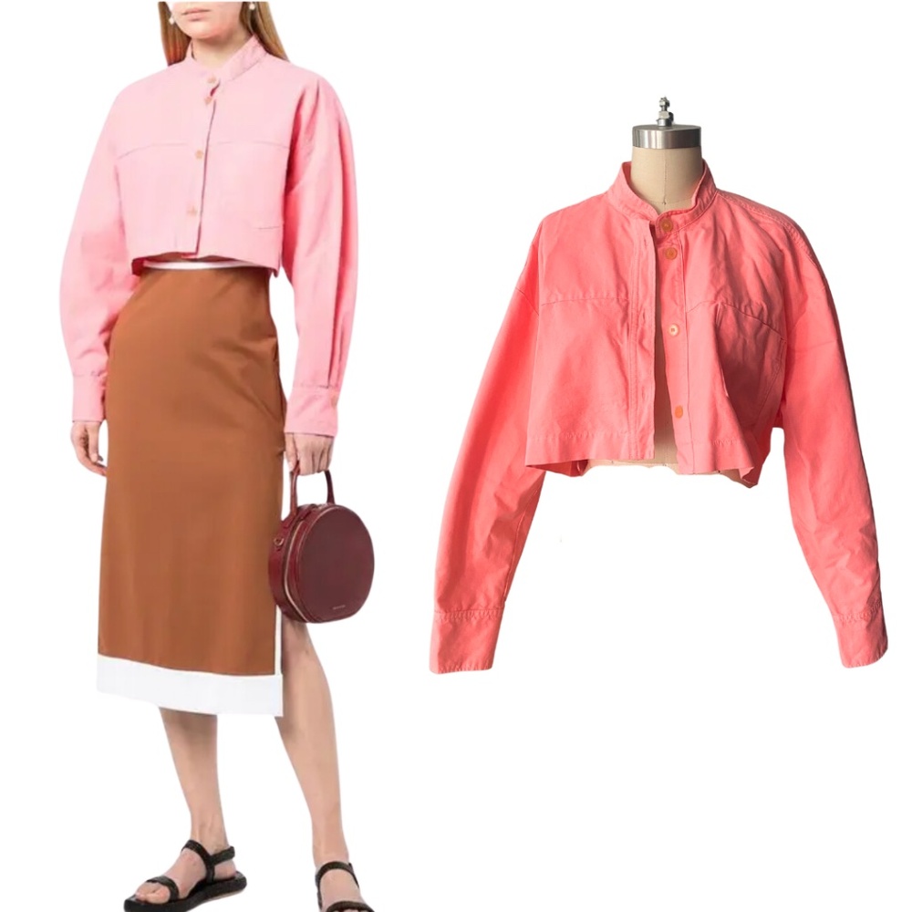 FORTE FORTE  Cropped Button-Down Pink Cotton Jacket SZ 2